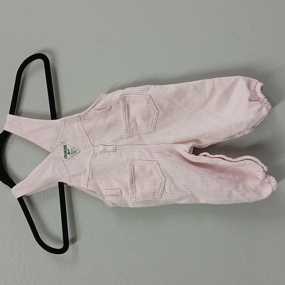 Oshkosh pink striped overalls 12months - Picture 5 of 6